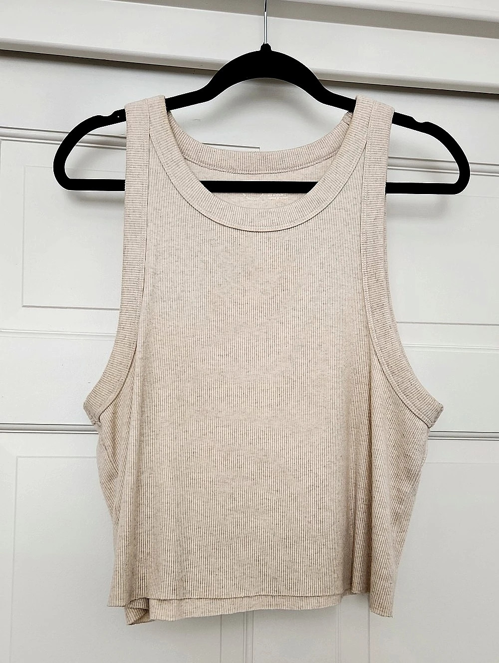 Aerie Crop Tank Ribbed Tank Top in Cream Size XXL